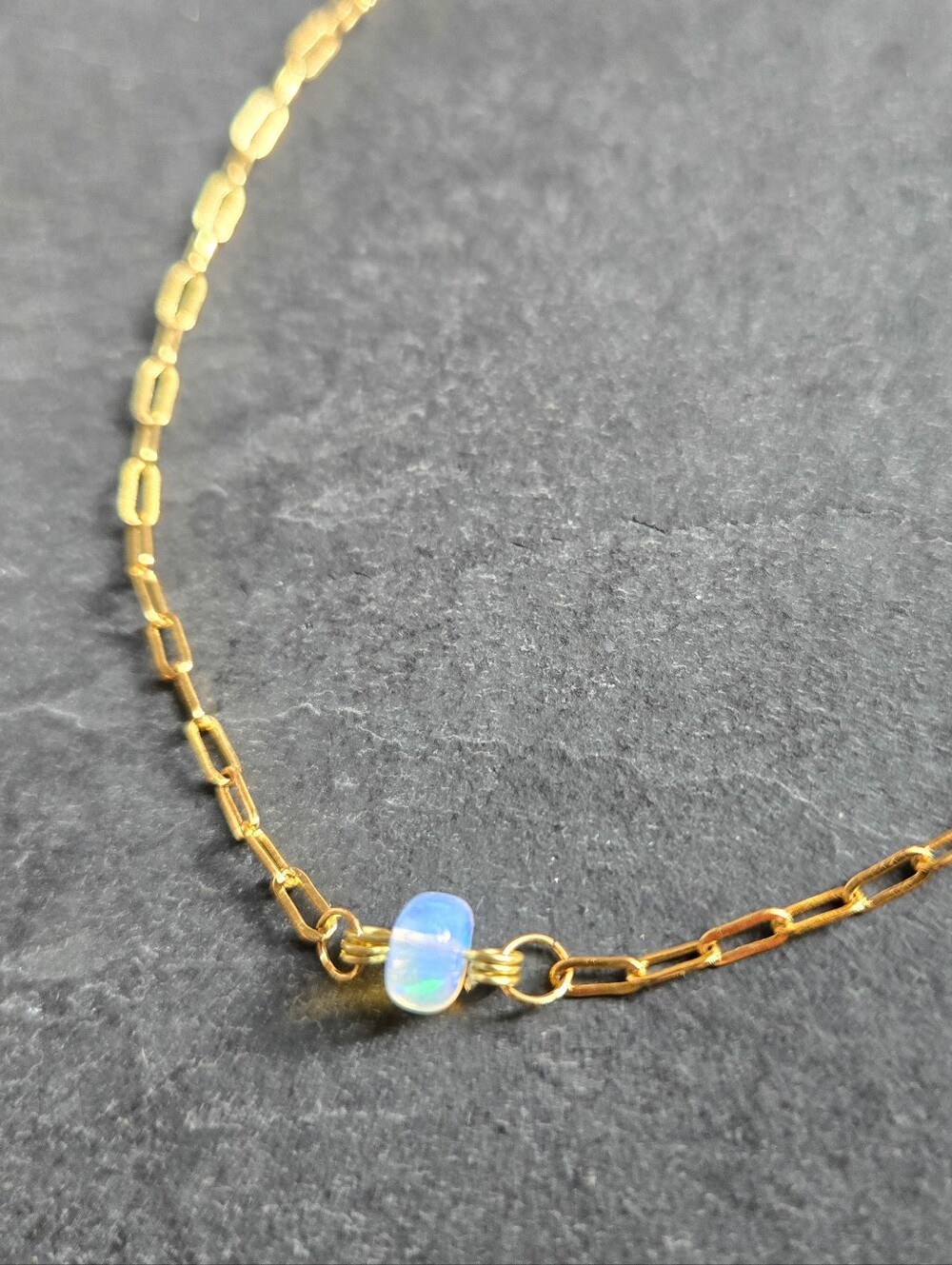 NWT Opal 24k Gold-Plated Dainty Paperclip Necklace